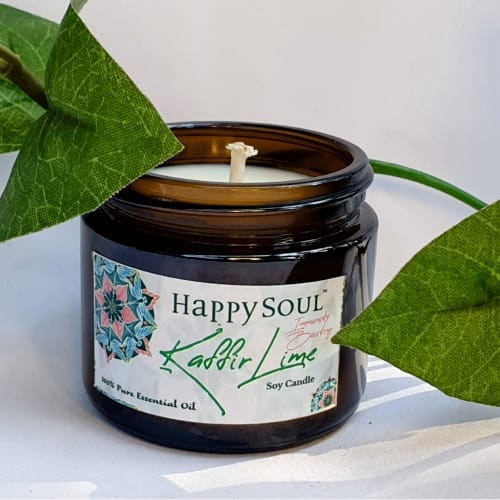 Happy Soul Immunity Boosting Kaffir Lime 100% Essential Oil Soy Candle.