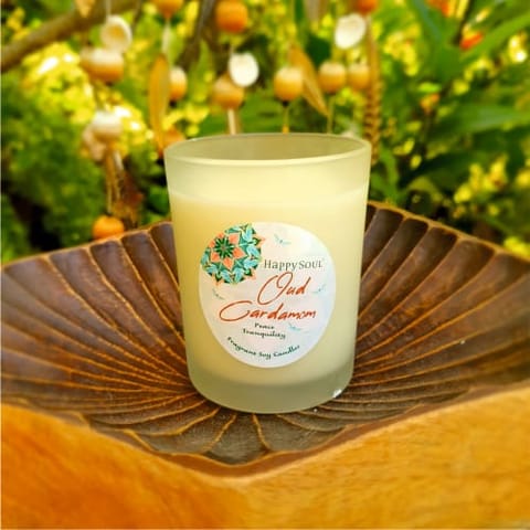 Happy Soul Peace and Tranquility Oud Cardamom Fragrant Soy Candle