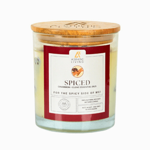 Aesthetic Living Spiced Botanic Candle with Cinnamon  and Clove essential oil-300g