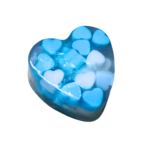 Aesthetic Living Sweet Hearts- Blue Handmade Glycerin Soap with Peppermint Essential Oil- 110 g