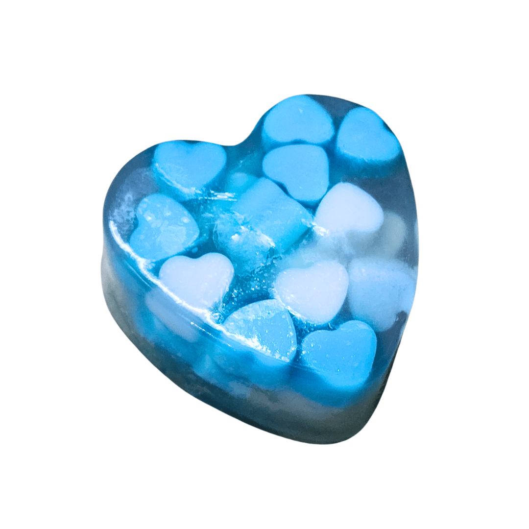 Aesthetic Living Sweet Hearts Handmade Glycerin Soap with Peppermint Essential Oil Blue 110 g