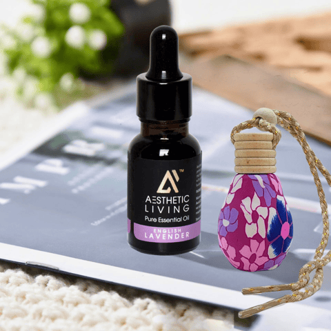 Aesthetic Living Car Aromatizer/ Diffuser Bottle with Essential Oil (Gourd shape 15 ml + Essential oil 15 ml)