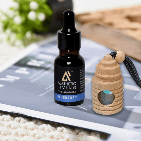 Aesthetic Living Car Aromatizer Diffuser Bottle with Essential Oil (Wooden Hut bottle 10 ml + Essential oil 15 ml)