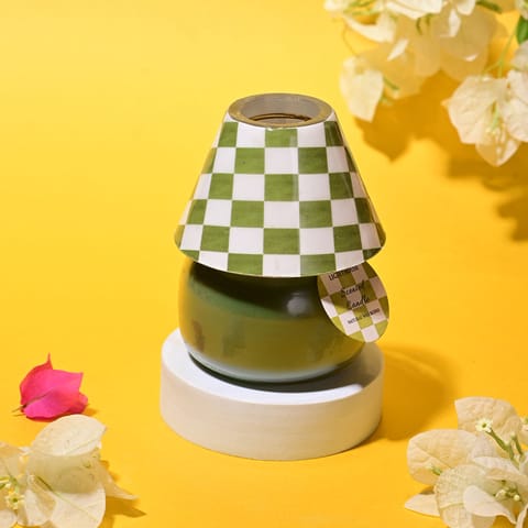 Lighthouse Candle  Checkered Charm Lamp Candle - Green Tea Jasmine Aroma