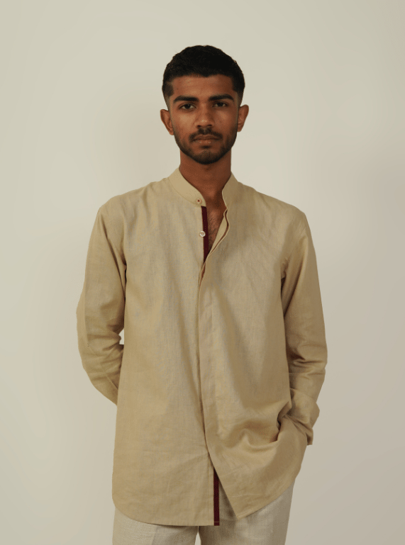 Hemis Mandarin Collar Shirt - Exotic Beige