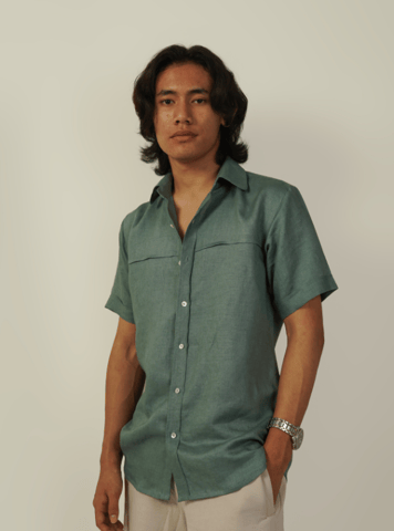 Hemis Horizontal Pleated Shirt - Deep Sage