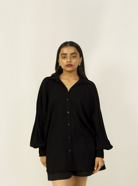 Hemis Pleated Cuff Shirt - Smooth Black