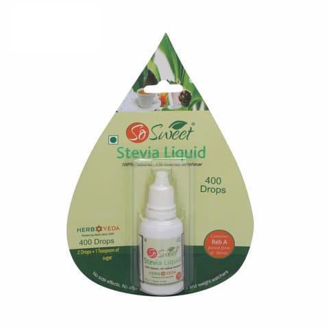 So sweet Stevia Liquid Sugar Free 400 Drops (200 Serving) - 20ml | Zero Calorie | Diabetic Frendly