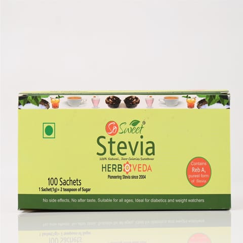 So Sweet Stevia Sachets Sugar Free Natural Zero Calorie Sweetener 100 Sachets (200 Servings)