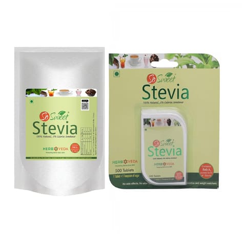 So Sweet Stevia Combo (1kg Powder, 500 Stevia Tablets) Zero Calorie Natural Sweetener