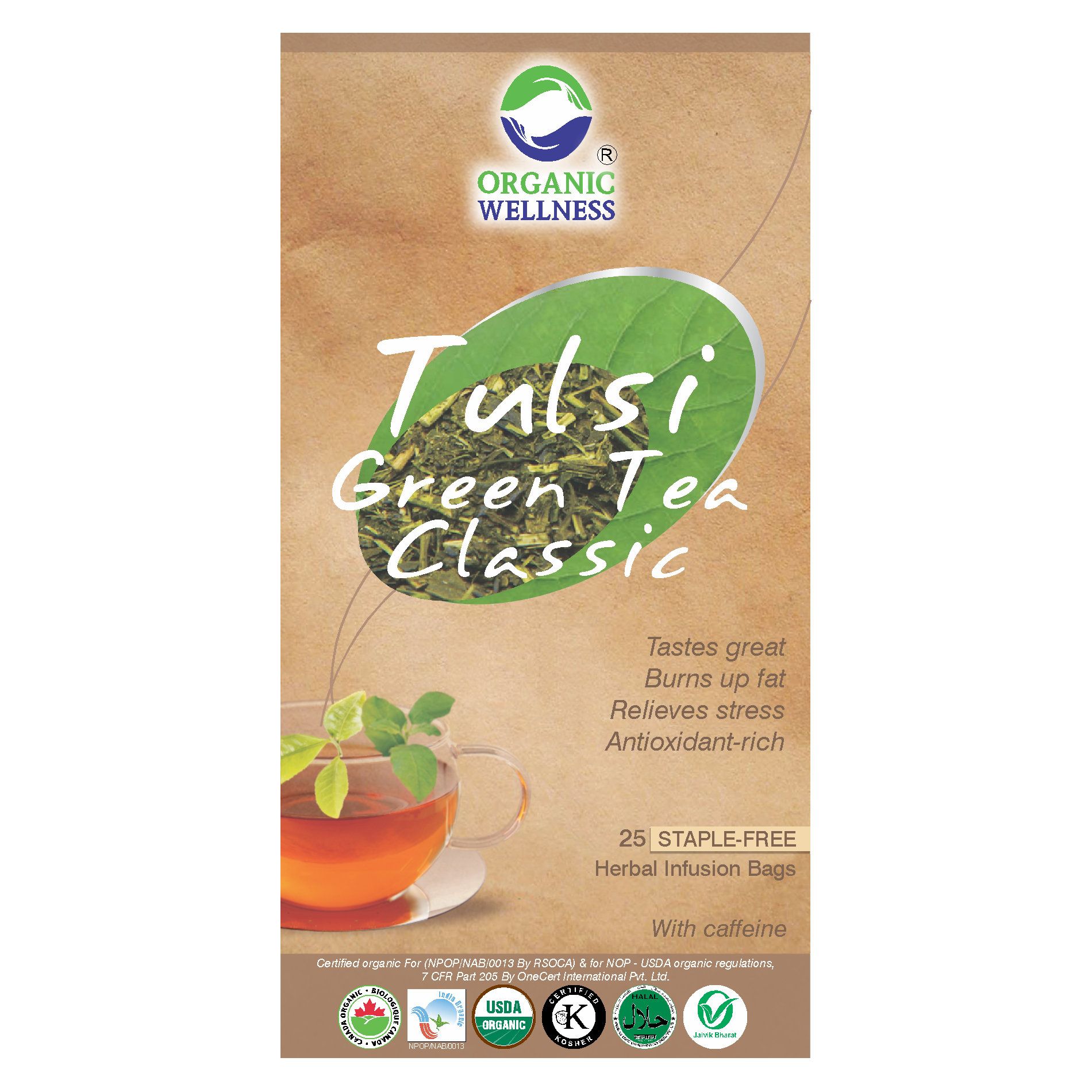 Organic Wellness Tulsi Green Tea 25 Tea Bags