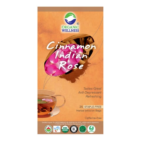 Organic Wellness Cinnamon Indian Rose 25 Tea Bags