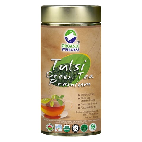 Organic Wellness Tulsi Green Tea Premium 100 Grams Tin Pack