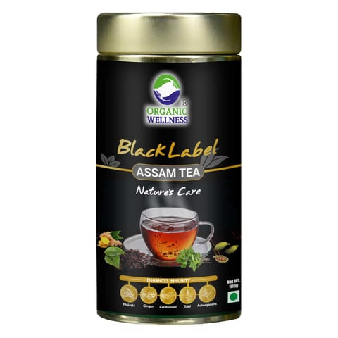 Organic Wellness Black Label Assam Tea Nature’s Care Enhances immunity 100 gm Tin