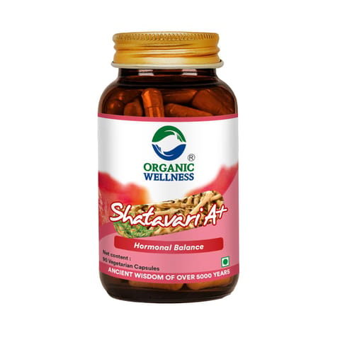 Organic Wellness Shatavari A+ Supplement for Hormonal Balance 90 Capsules