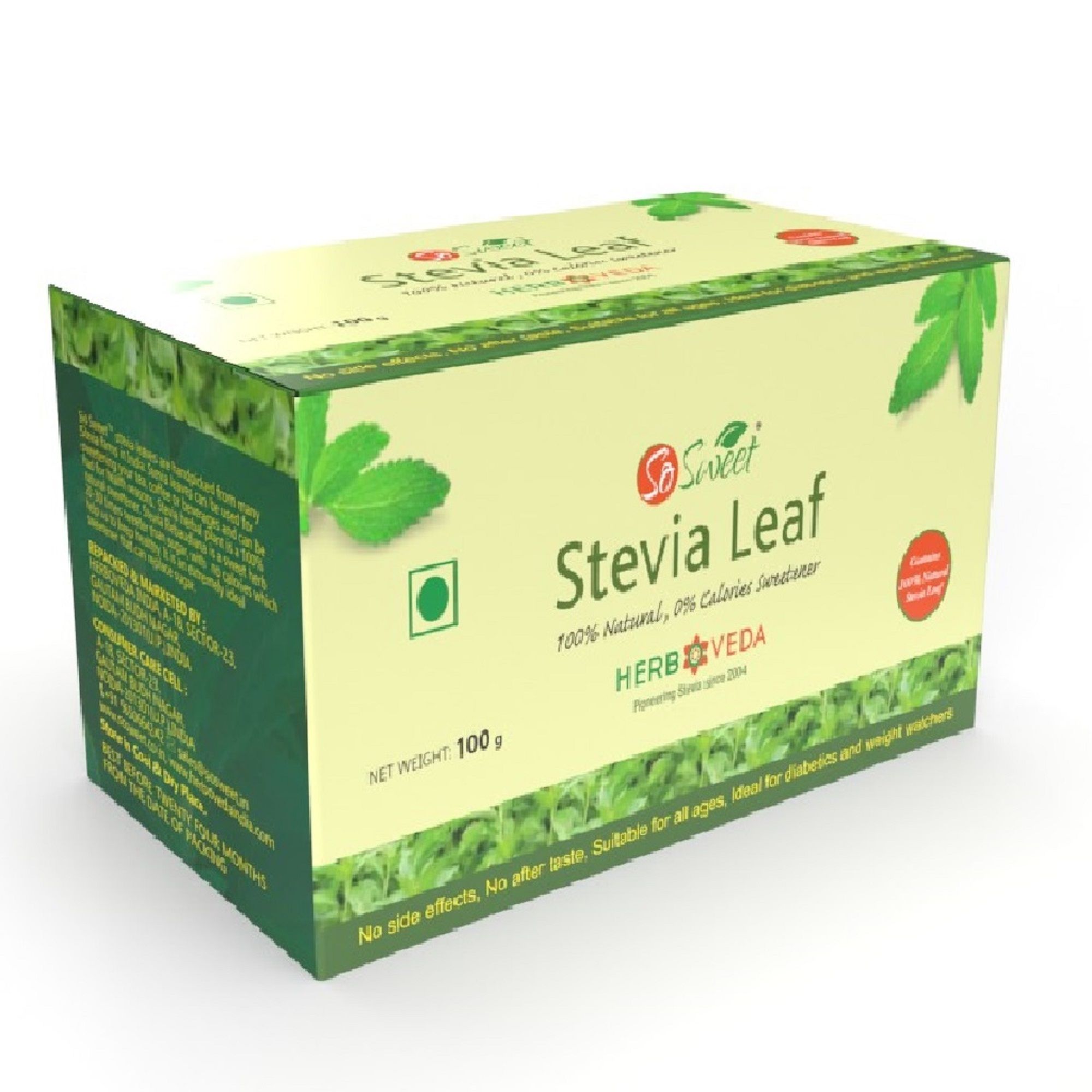 So Sweet Stevia Leaf Sugar Free Natural Zero Calorie Sweetener 100 gm