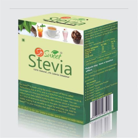 So Sweet Stevia Sachets 50 Zero Calorie 100% Natural Sweetener - Sugar Free