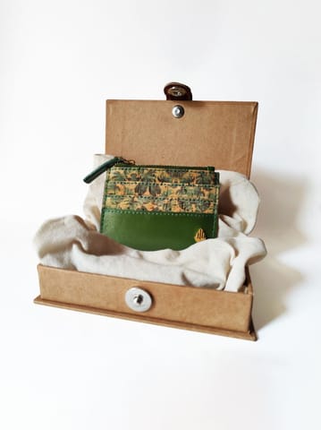 Green Hermitage Iris | Cactus Leather & Cork Card Holder