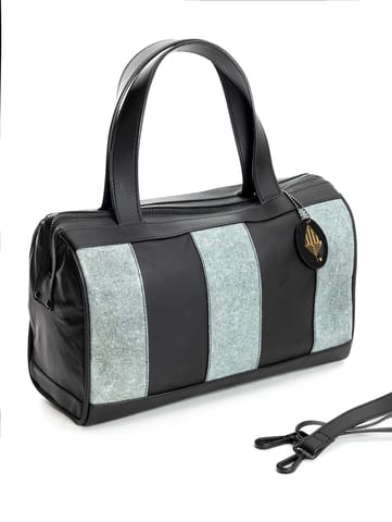 Green Hermitage Chloris Duffle Bag | Apple & Coconut Leather | Black & Dark Grey