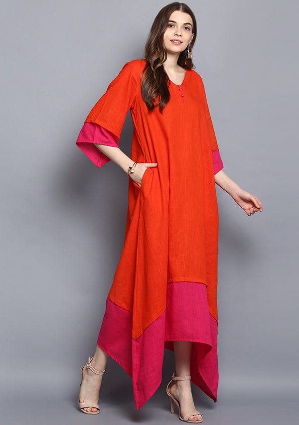 Nidraa Layered Side Tail Dress | Cotton