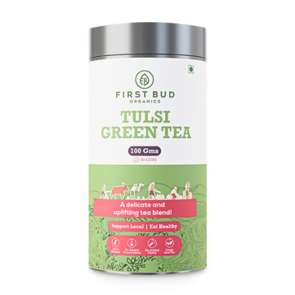 First Bud Organics Tulsi Green Tea - 100 gm