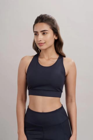 CarbonTree Racerback Active Bra Mid Night Navy