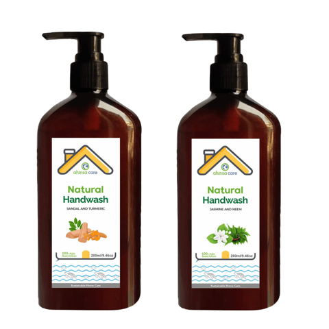 Ahinsa Care Natural Handwash Sandal Turmeric  and Jasmine Neem 280ml